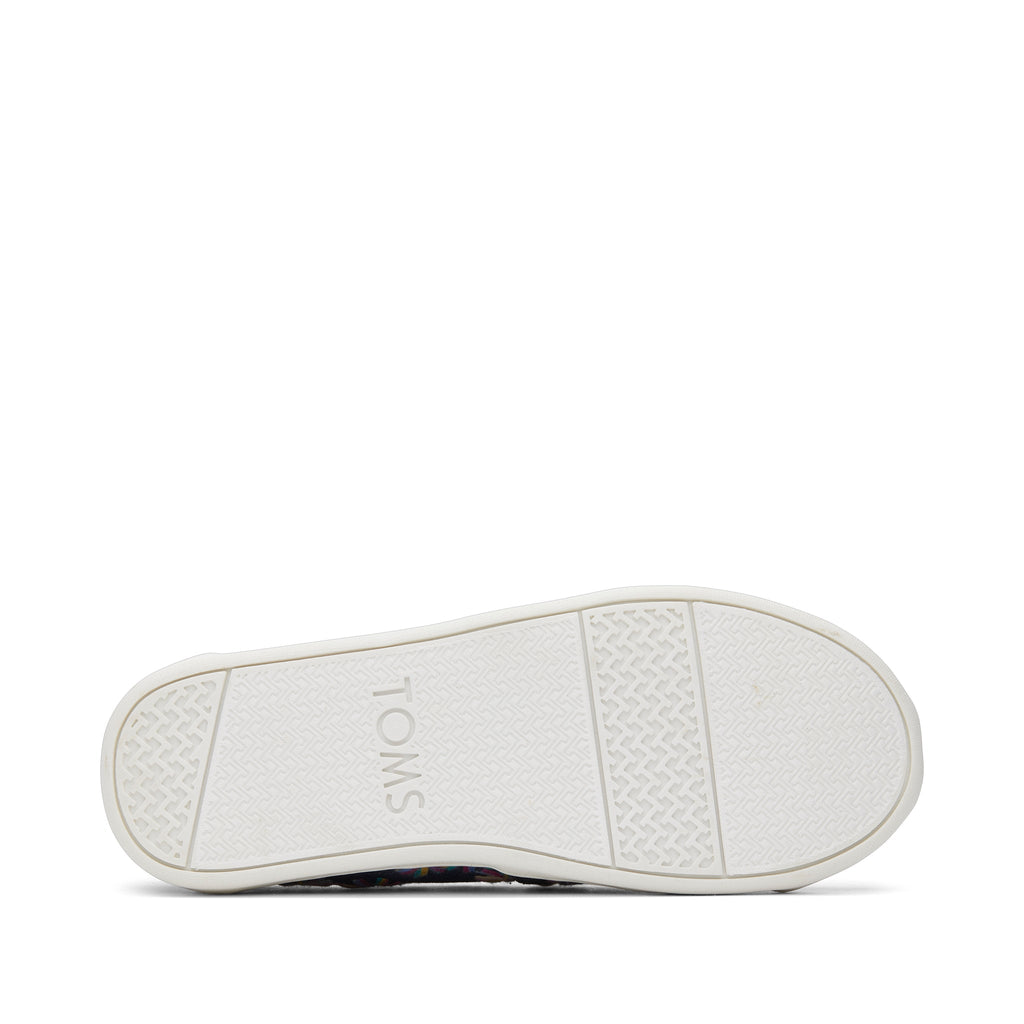 Youth Alpargata Navy Embroidered Floral Kids Shoe Bottom Sole View