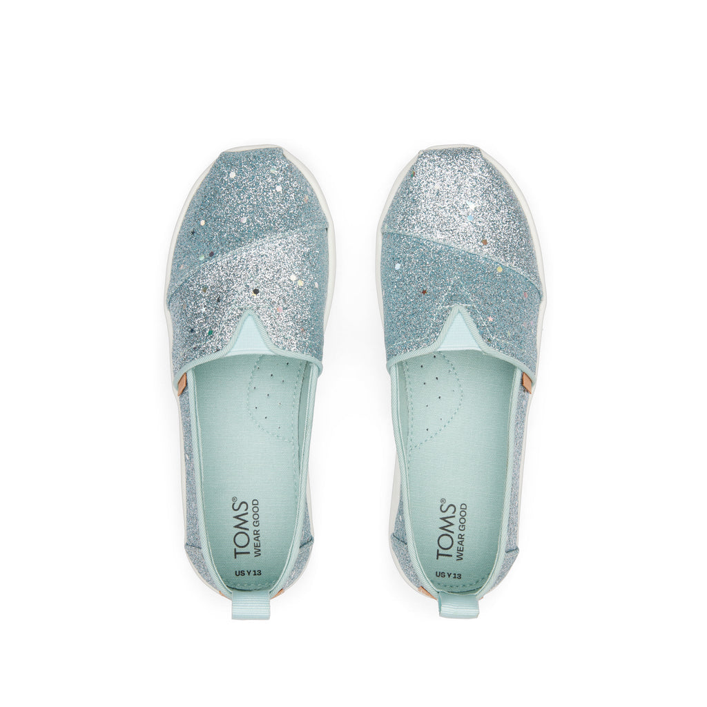 Youth Alpargata Mint Cosmic Glitter Kids Shoe Top View