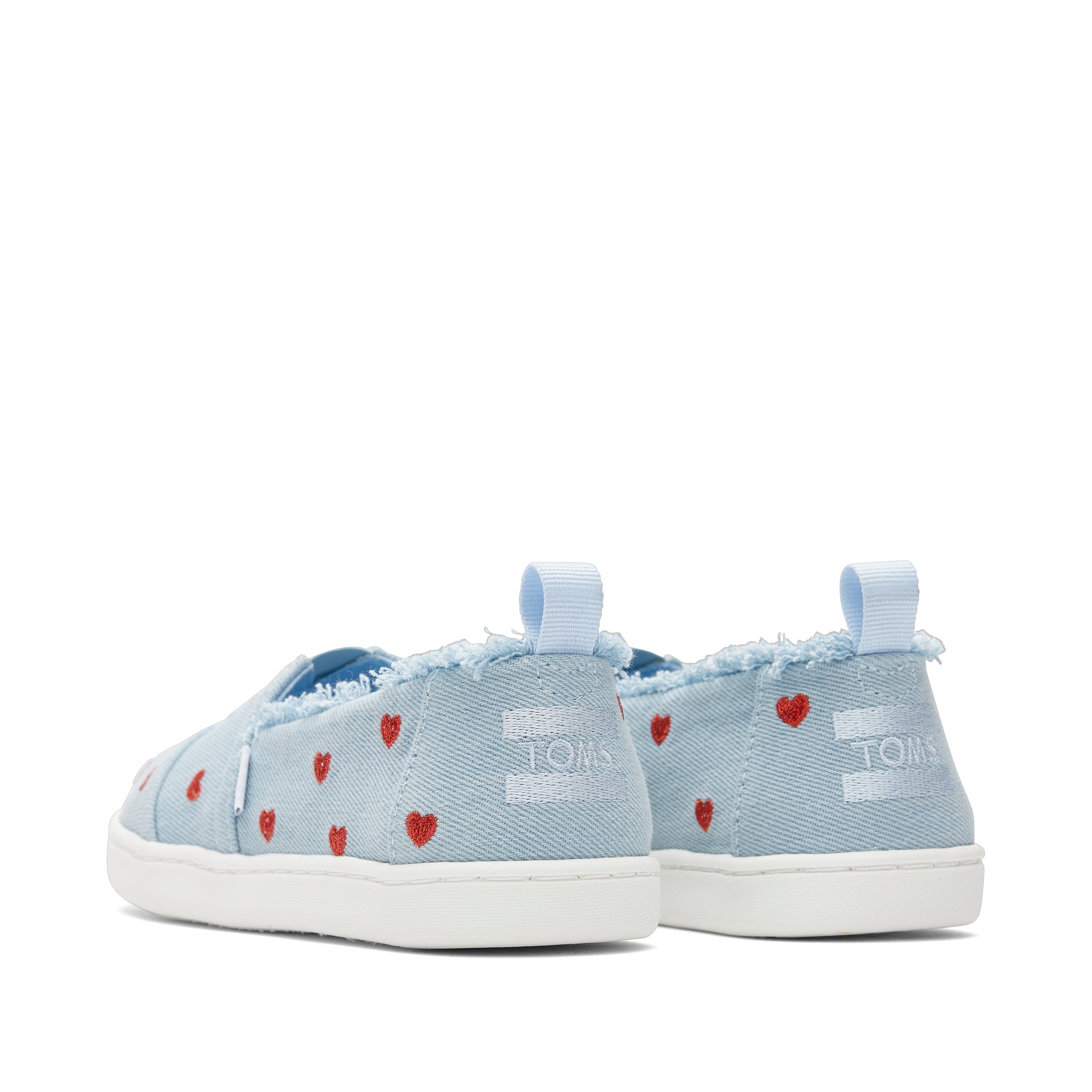 Youth Alpargata Denim Hearts Kids Shoe Back View