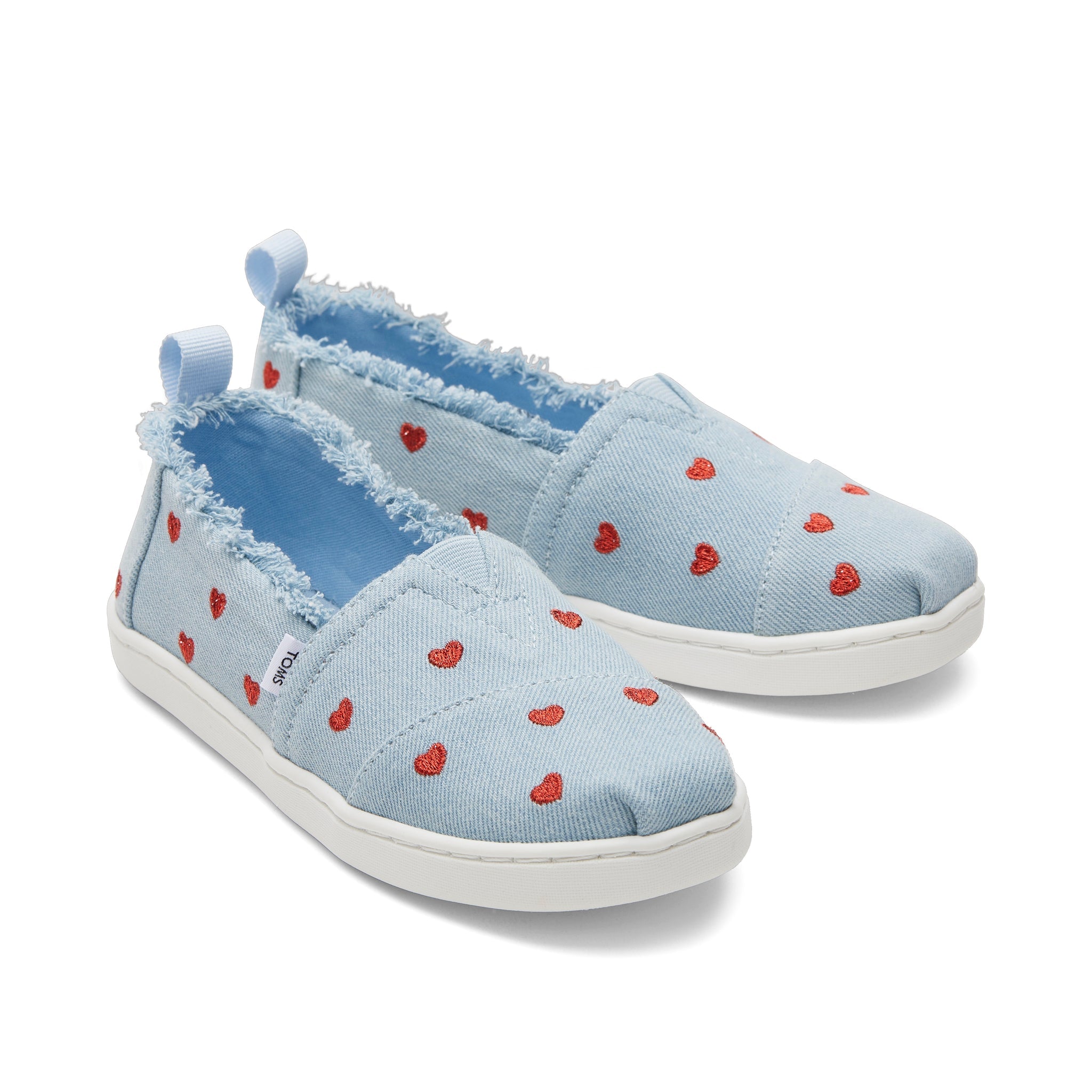 Youth Alpargata Denim Hearts Kids Shoe Front View