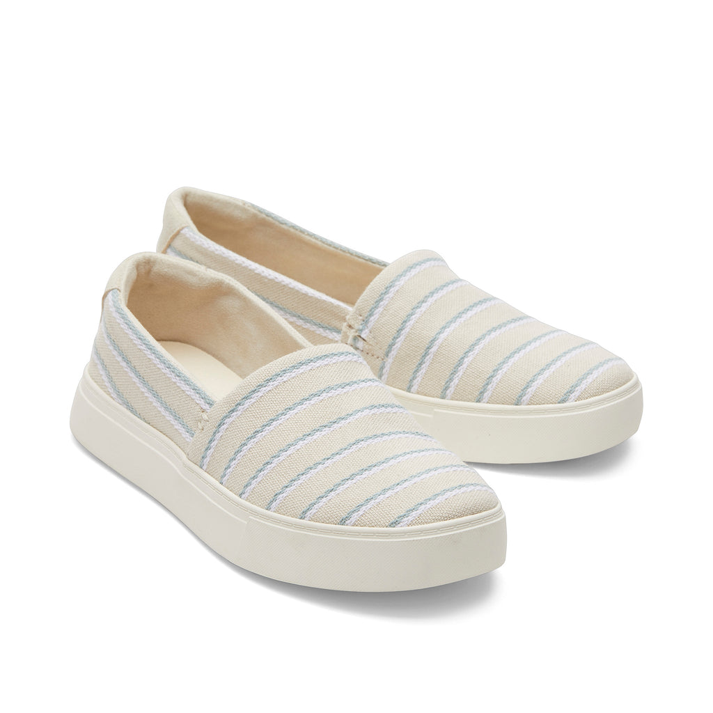Kameron Cream Stripes Slip On Sneaker Front View