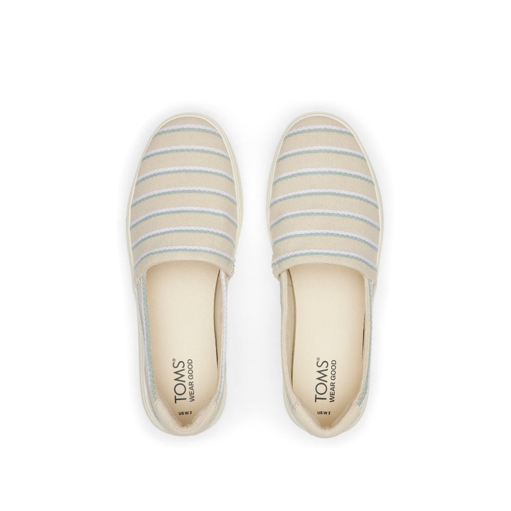 Kameron Cream Stripes Slip On Sneaker Top View