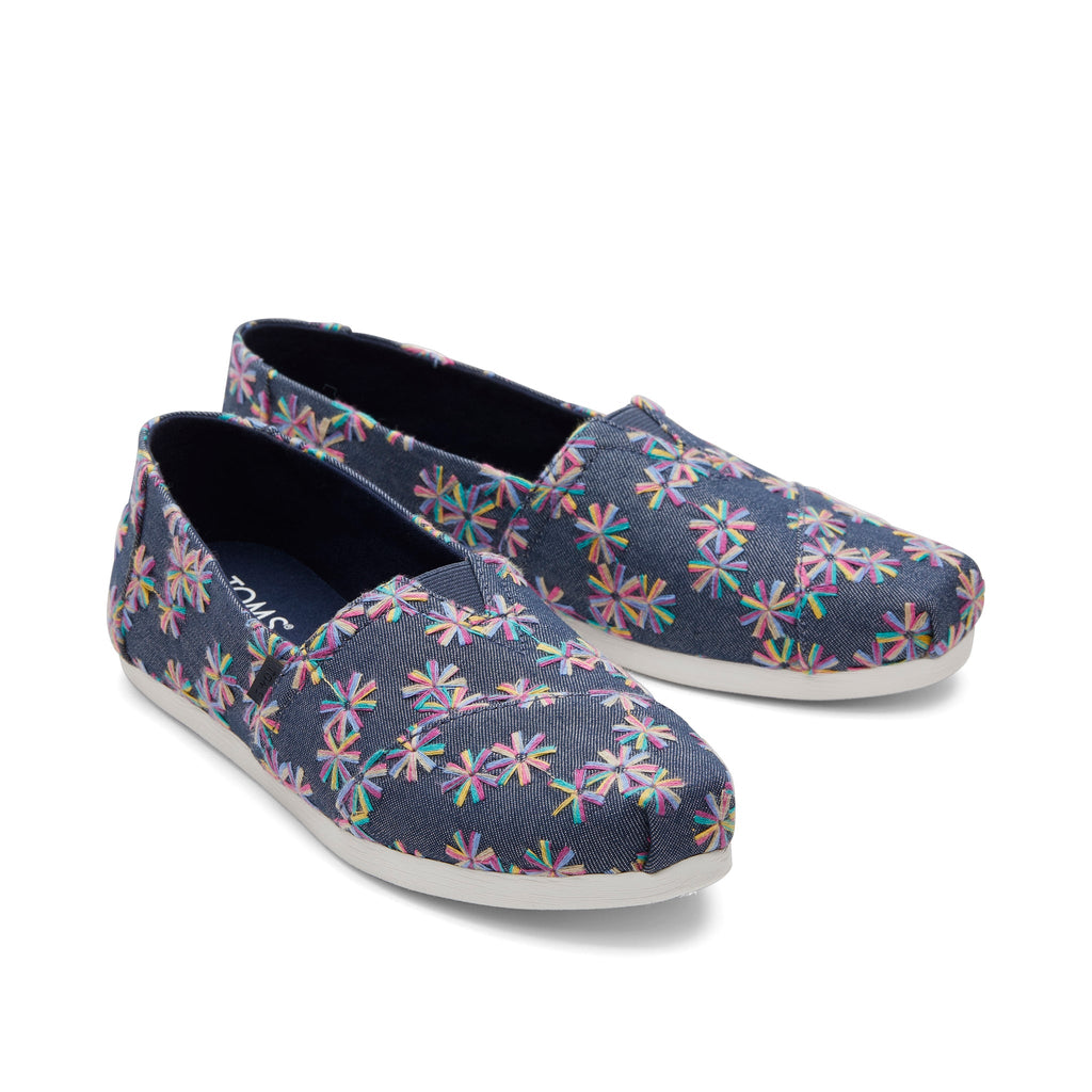 Alpargata Navy Embroidered Floral Front View