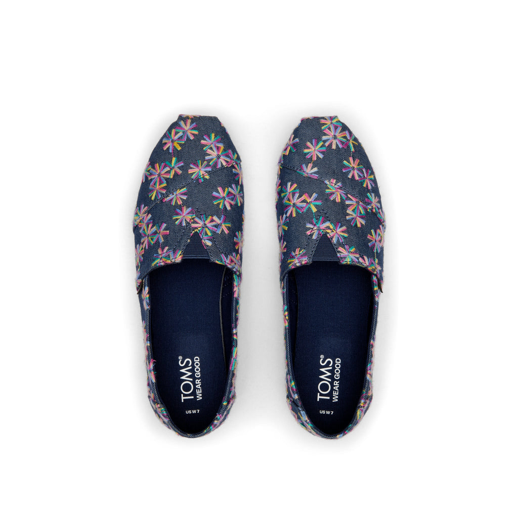 Alpargata Navy Embroidered Floral Top View