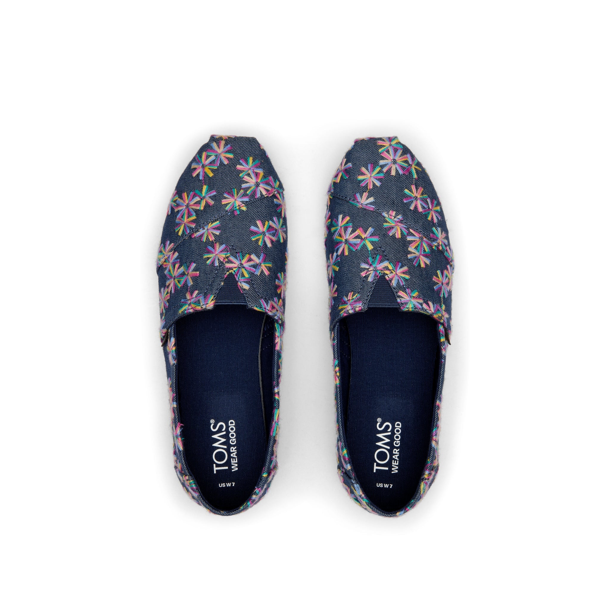 Alpargata Navy Embroidered Floral Top View