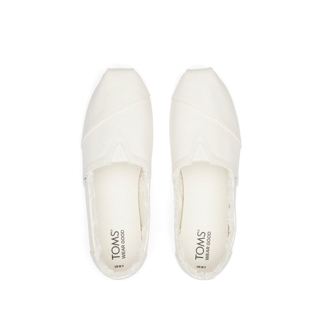 Alpargata Fringed White Canvas Top View