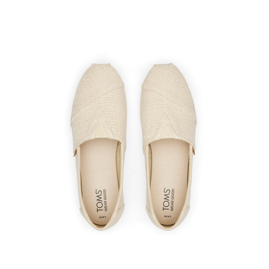 Alpargata Classic - Natural Undyed Metallic Linen Stripe Top View