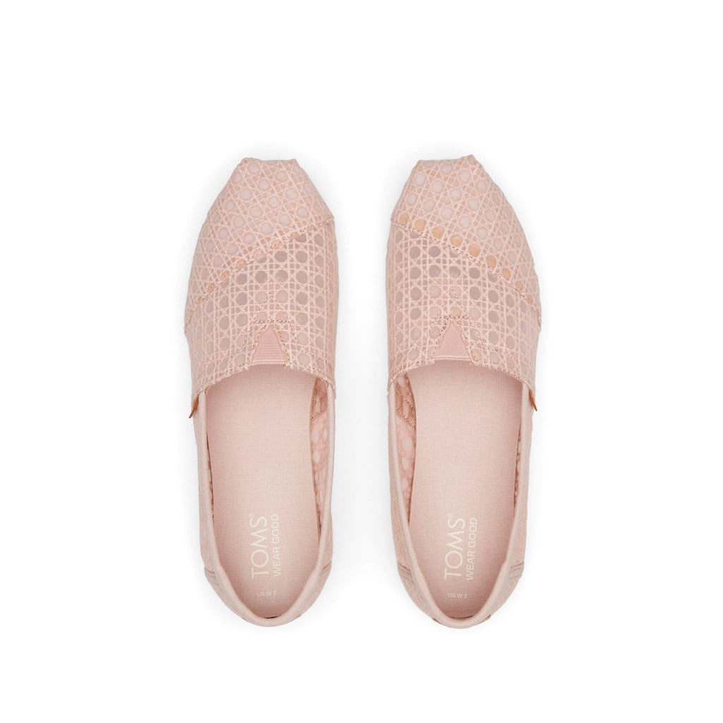 Alpargata Ballet Pink Basket Weave Lace Top View