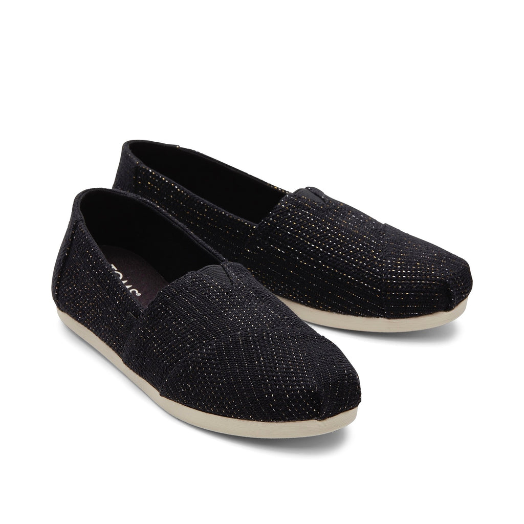 Alpargata Classic - Black Metallic Linen Stripe Front View