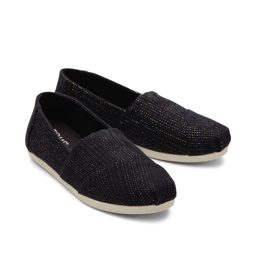 Alpargata Classic - Black Metallic Linen Stripe Front View