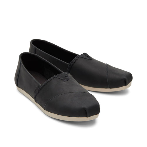 Alpargata Black Leather Front View