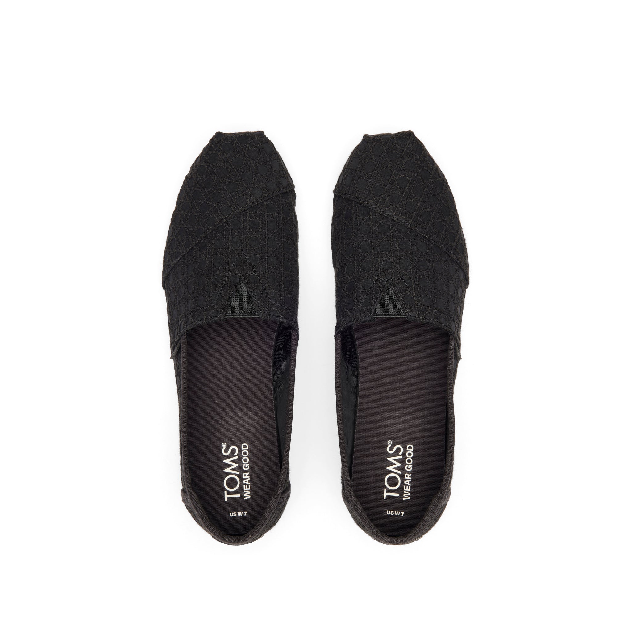 Alpargata Black Basket Weave Lace Top View