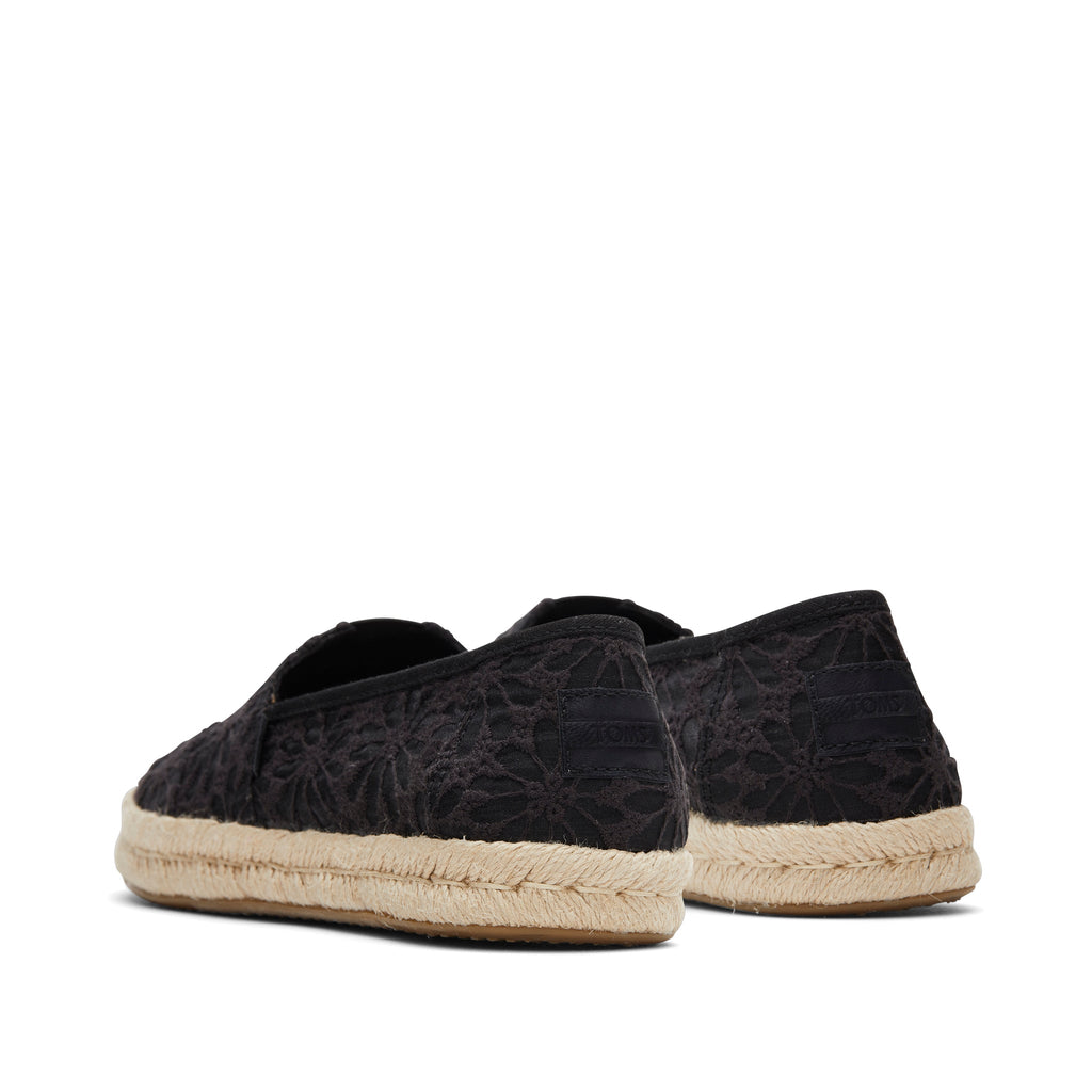 Alpargata Rope 2.0 Black Floral Lace Espadrille Back View