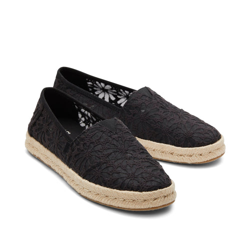 Alpargata Rope 2.0 Black Floral Lace Espadrille Front View