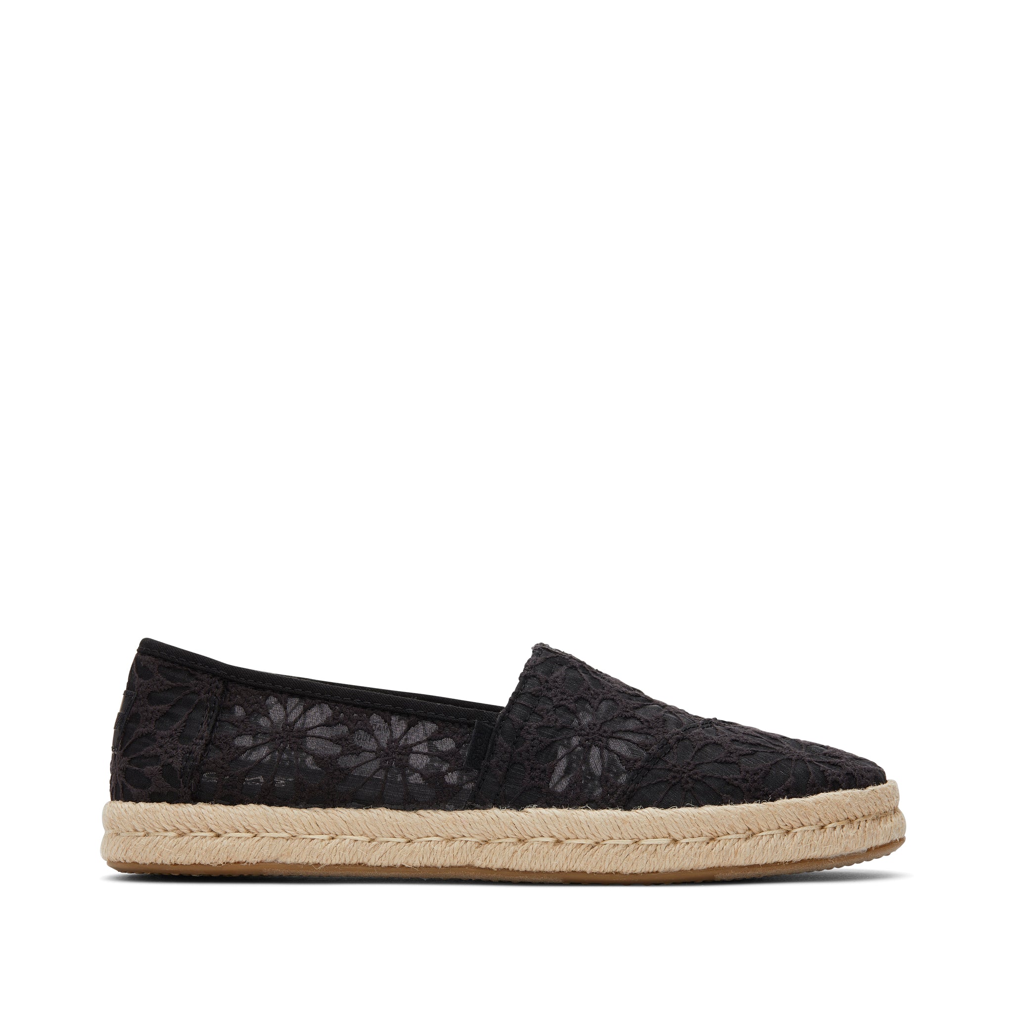 Alpargata Rope 2.0 Black Floral Lace Espadrille Side View