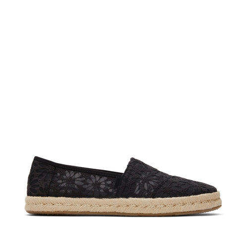 Alpargata Rope 2.0 Black Floral Lace Espadrille Side View