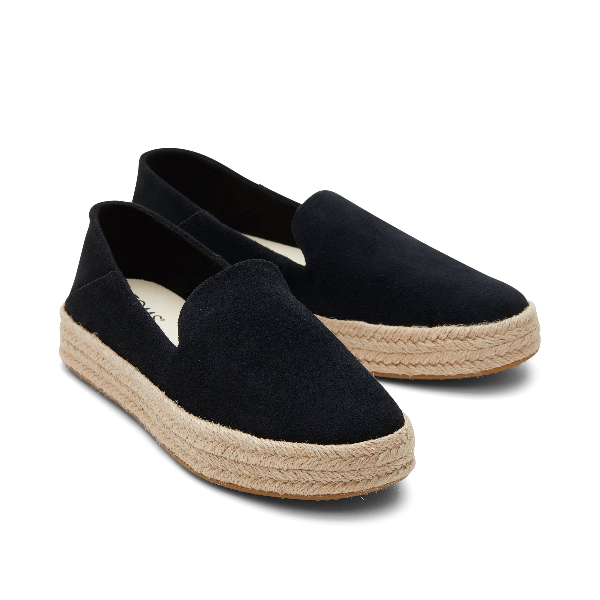 Carolina Black Suede Espadrille Front View