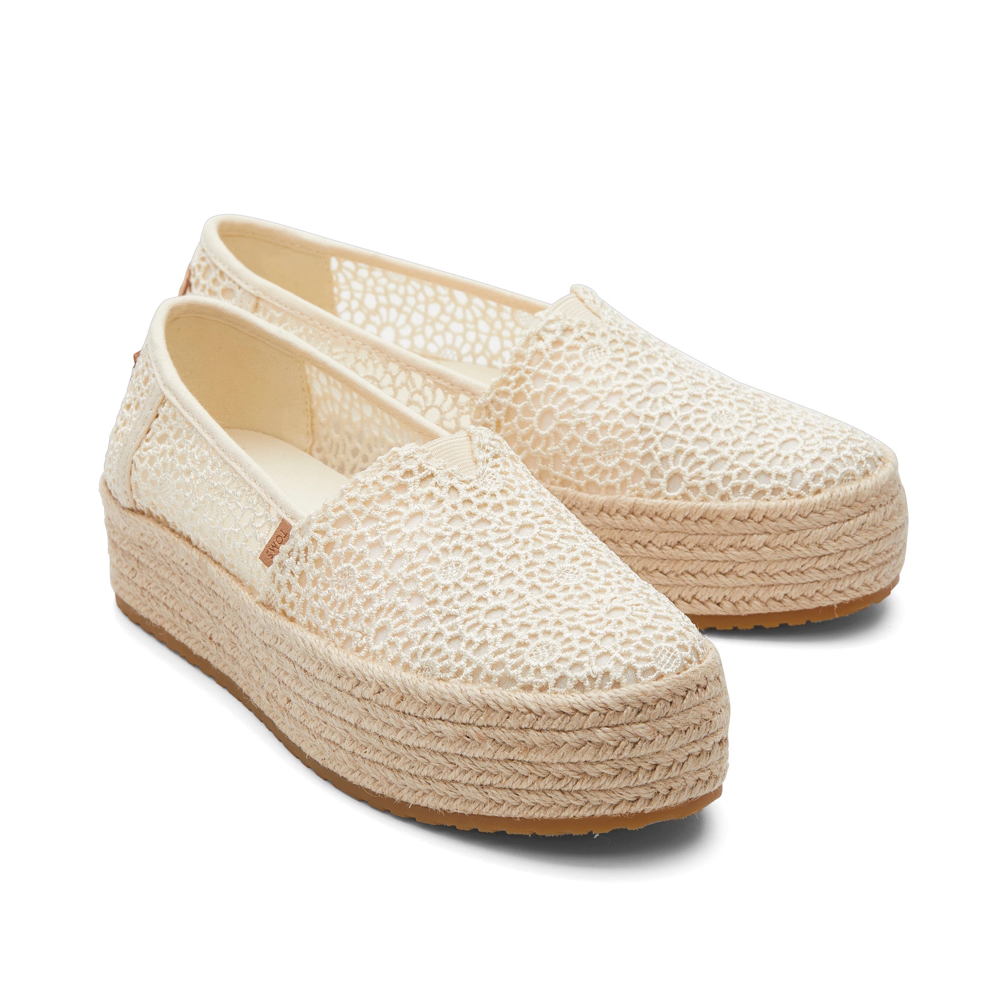 Valencia Natural Moroccan Crochet Platform Espadrille Front View
