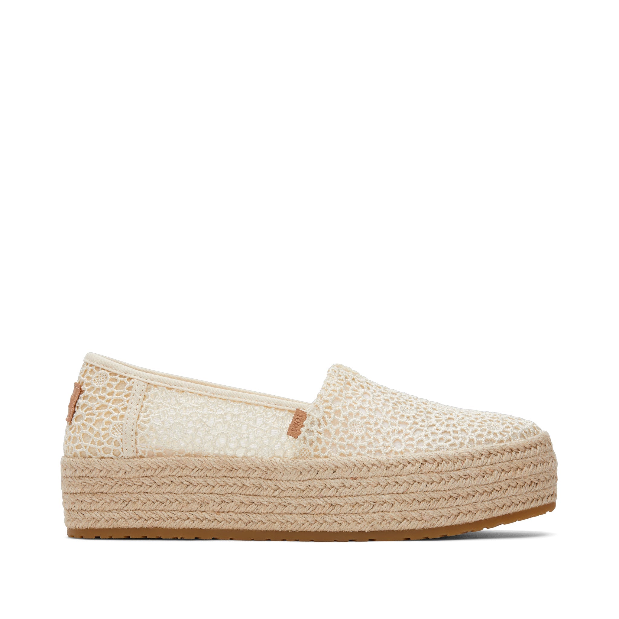 Valencia Natural Moroccan Crochet Platform Espadrille Side View