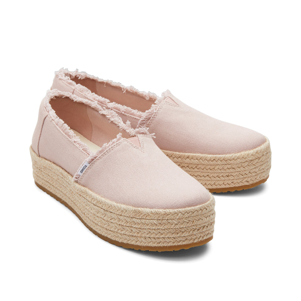 Valencia Pink Canvas Platform Espadrille Front View