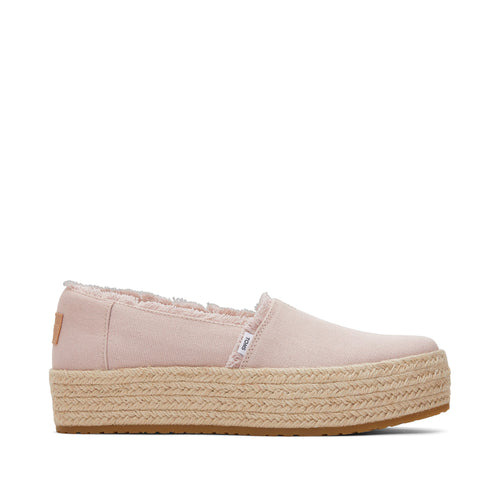 Valencia Pink Canvas Platform Espadrille Side View