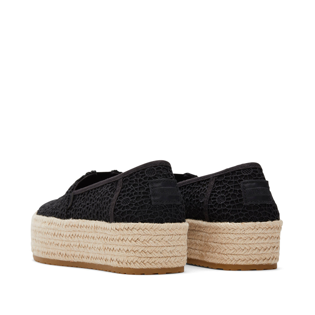 Valencia Black Moroccan Crochet Platform Espadrille Back View