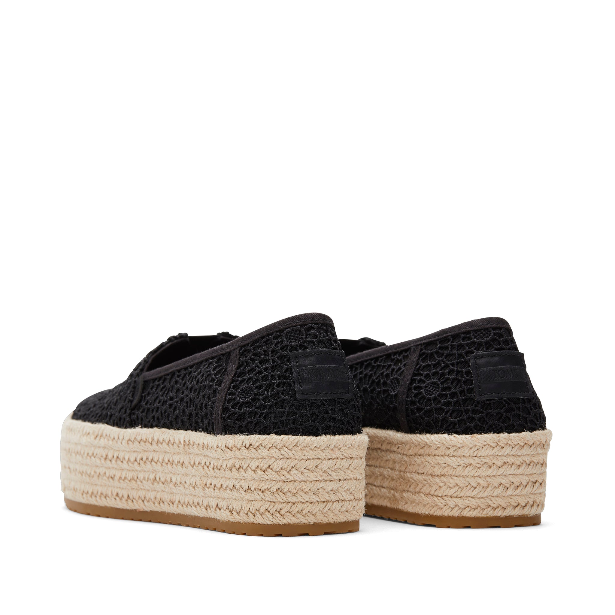 Valencia Black Moroccan Crochet Platform Espadrille Back View