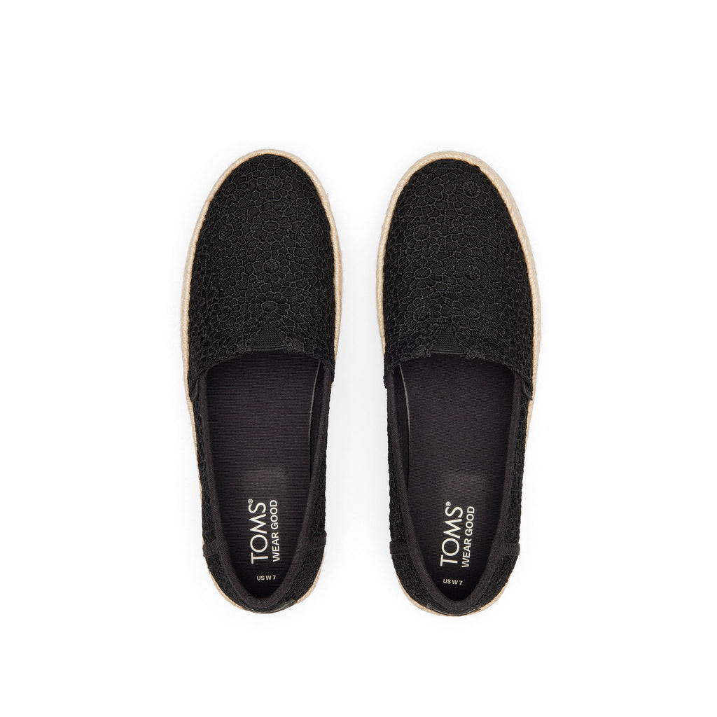 Valencia Black Moroccan Crochet Platform Espadrille Top View