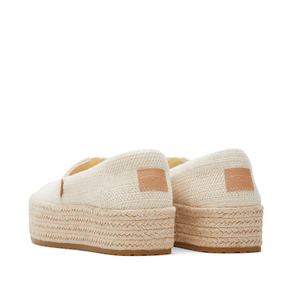 Valencia Platform Espadrille - Natural Undyed Metallic Linen Stripe  Back View
