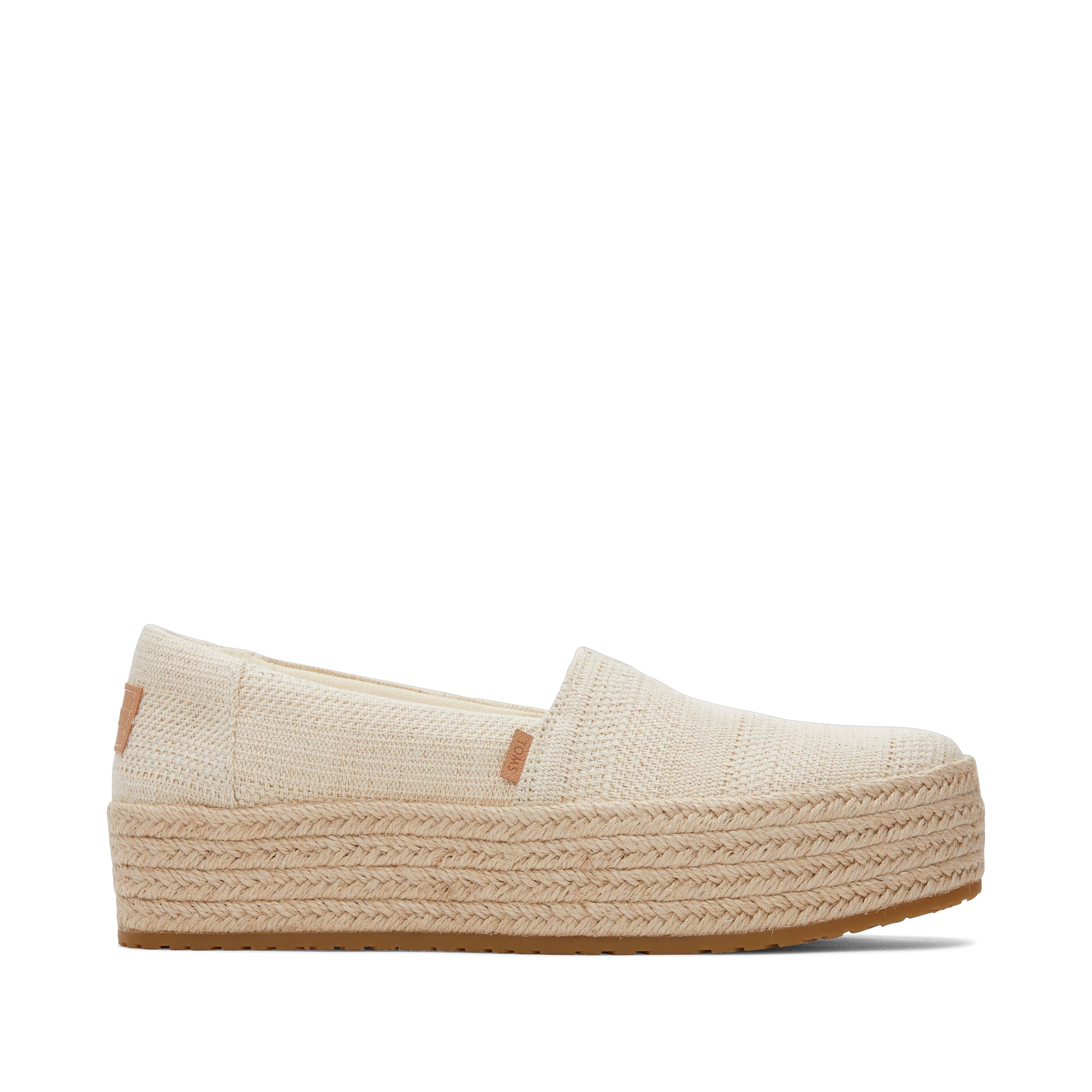Valencia Platform Espadrille - Natural Undyed Metallic Linen Stripe  Side View