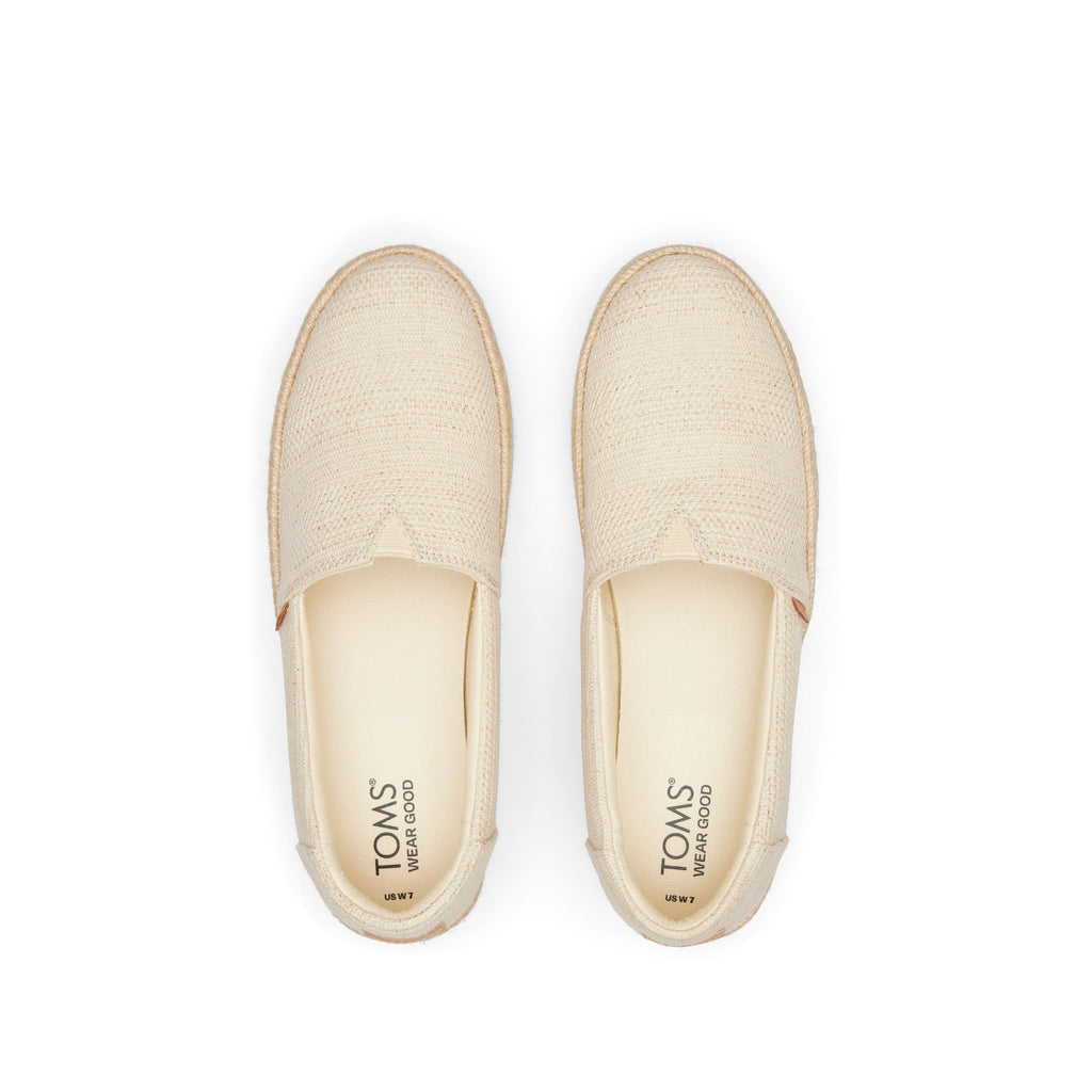 Valencia Platform Espadrille - Natural Undyed Metallic Linen Stripe  Top View