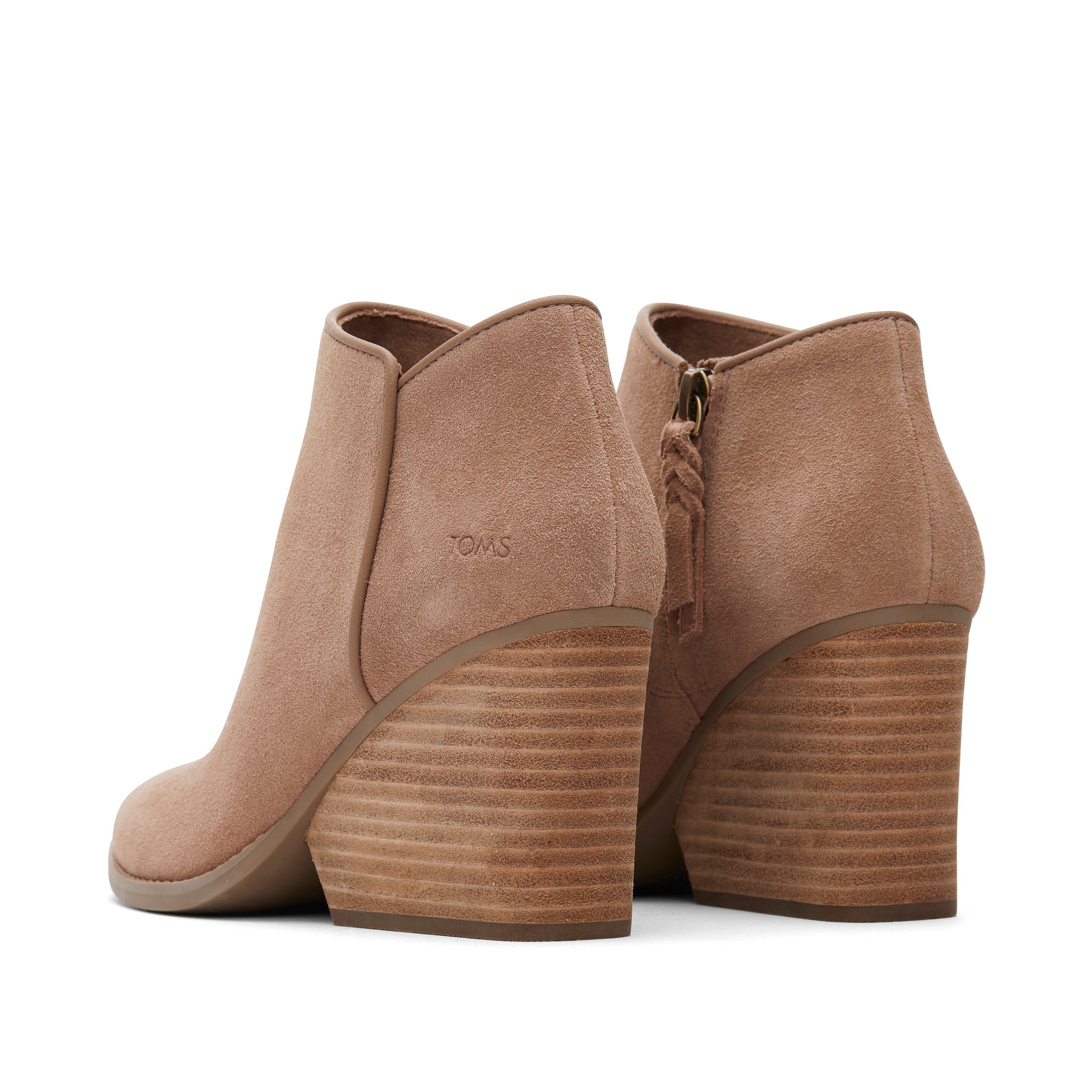 Hadley Taupe Suede Heeled Boot Back View