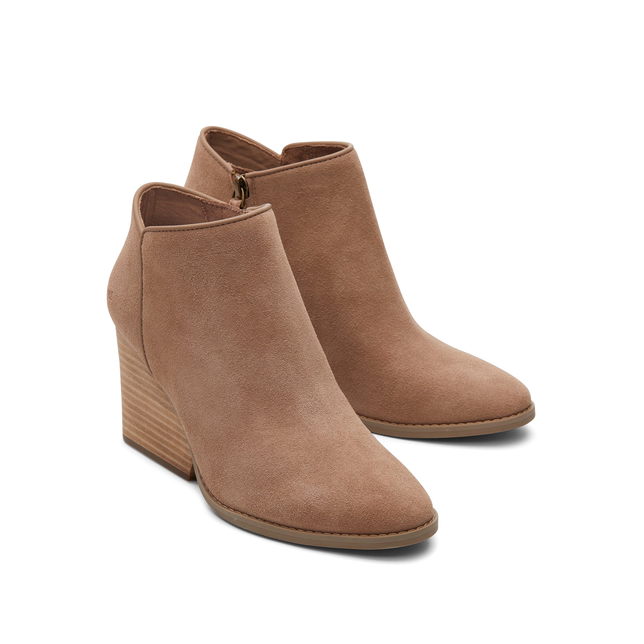 Hadley Taupe Suede Heeled Boot Front View