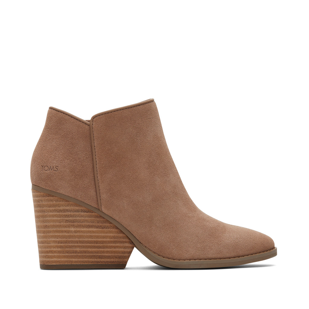Hadley Taupe Suede Heeled Boot Side View