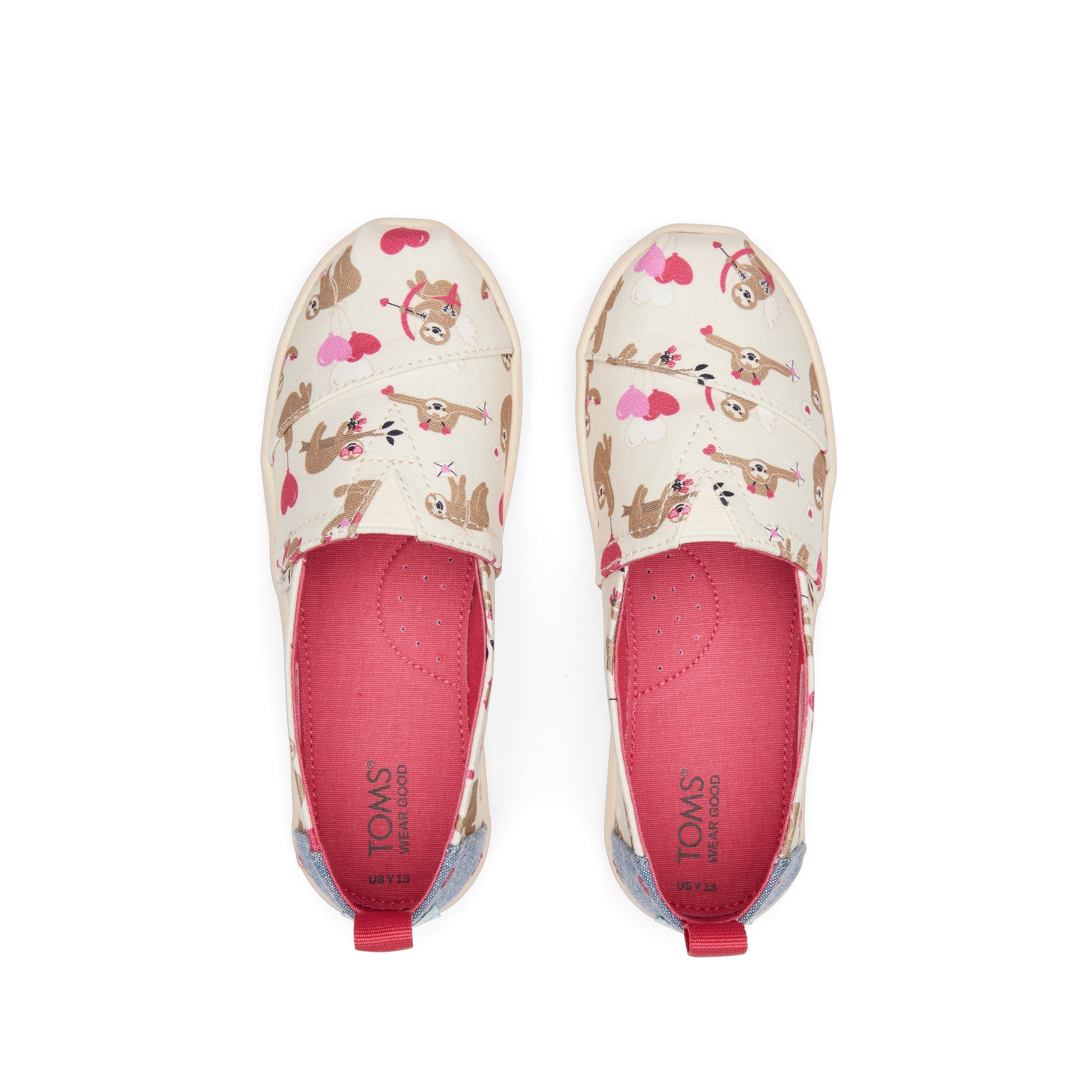 Youth Alpargata Valentines Day Sloths Kids Shoe Top View