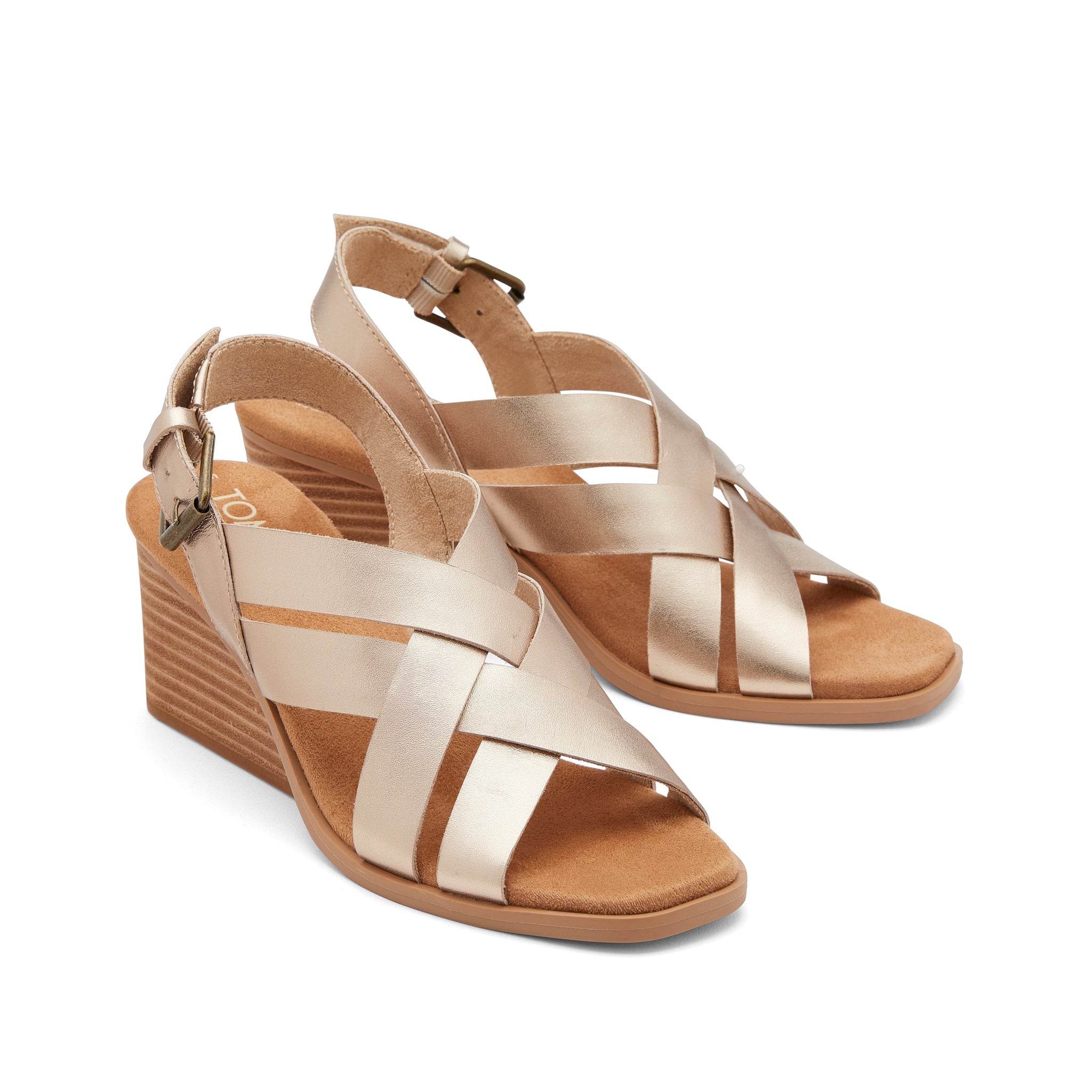 Gracie Gold Leather Wedge Sandal Front View