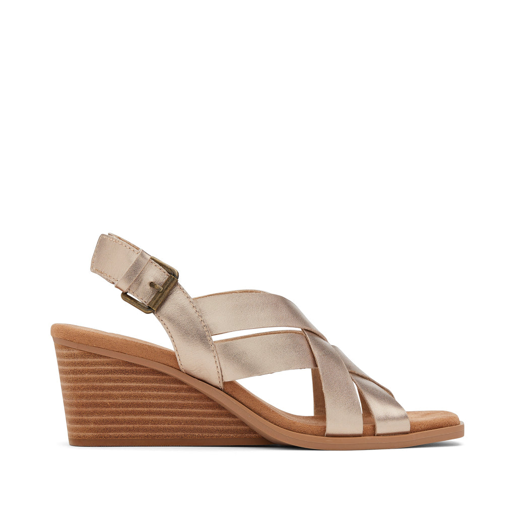 Gracie Gold Leather Wedge Sandal Side View