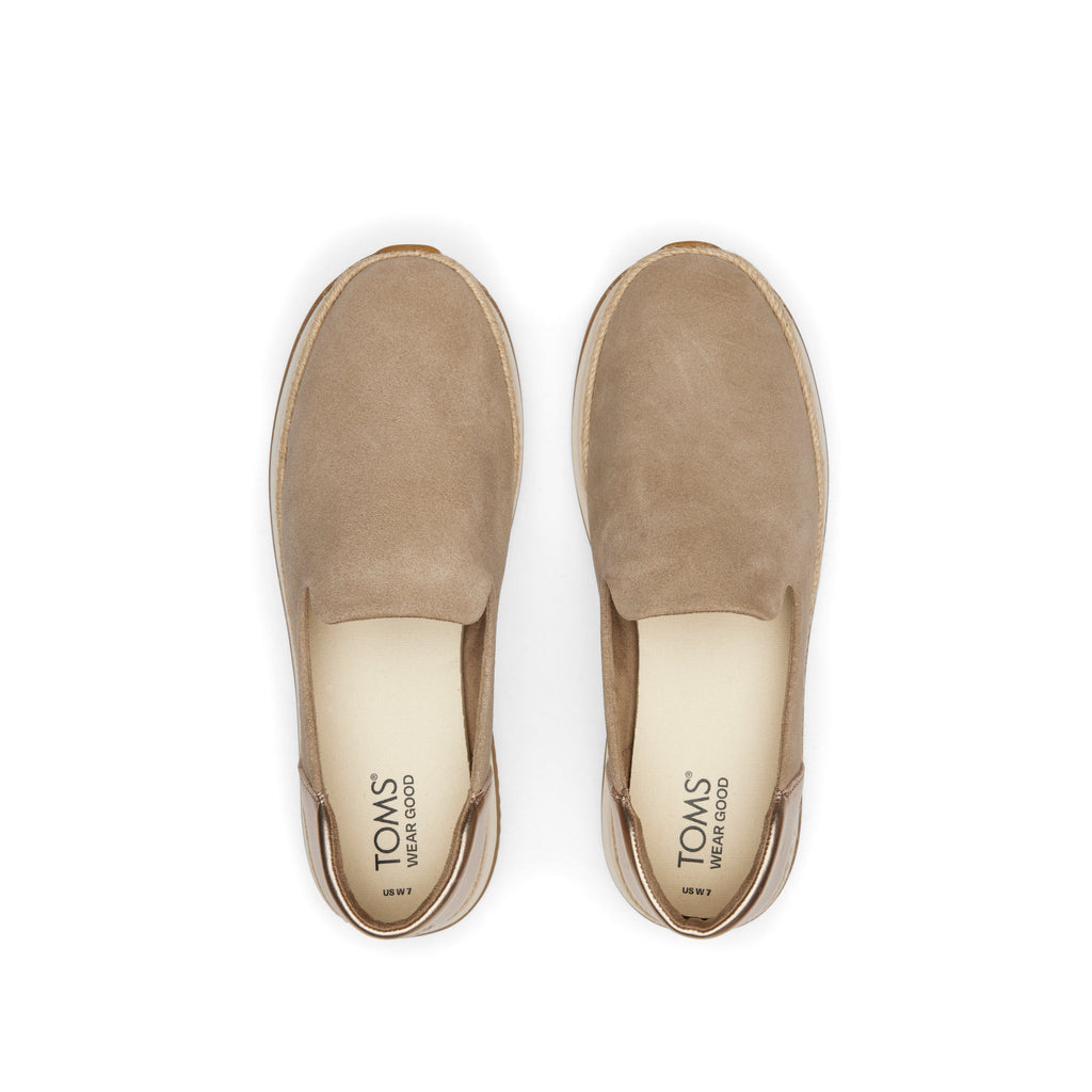Jocelyn Taupe Metallic Suede Espadrille Sneaker Top View