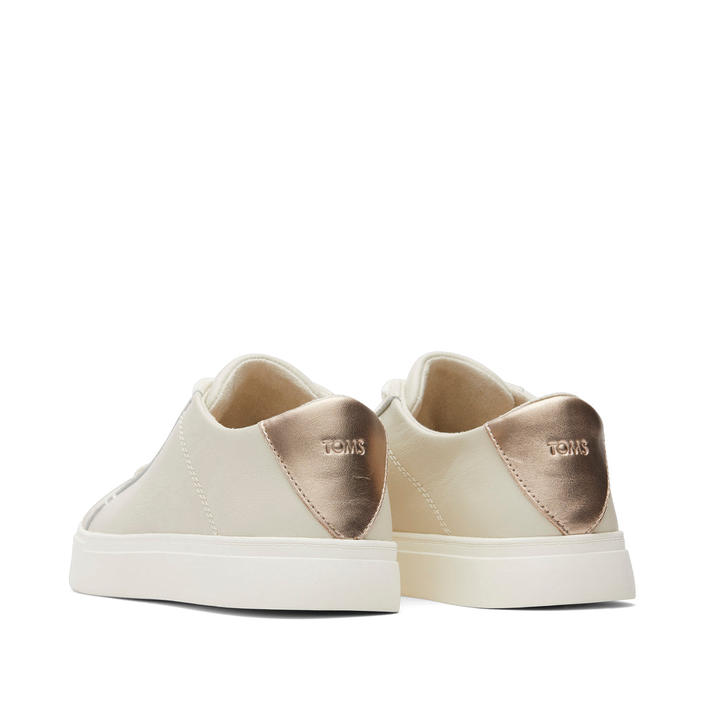 Kameron Cream Metallic Leather Sneaker Back View