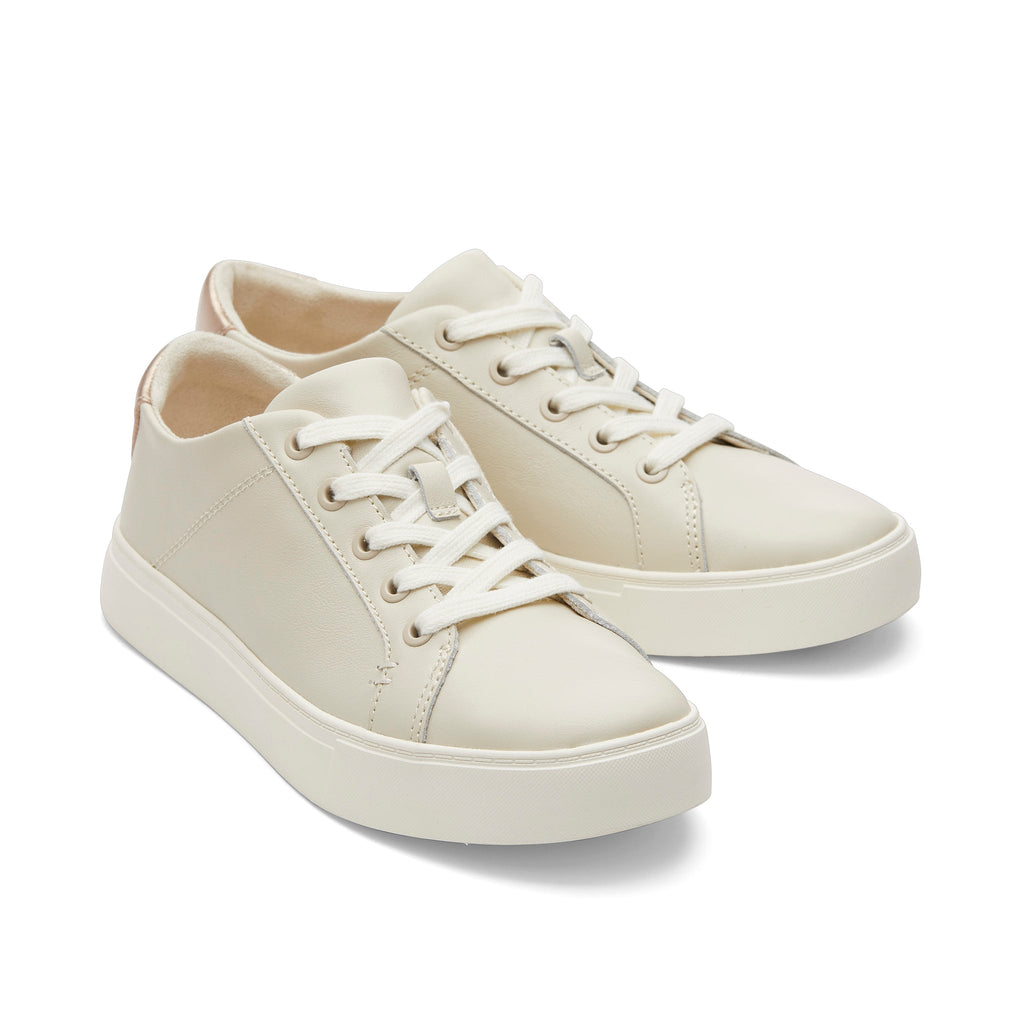 Kameron Cream Metallic Leather Sneaker Front View