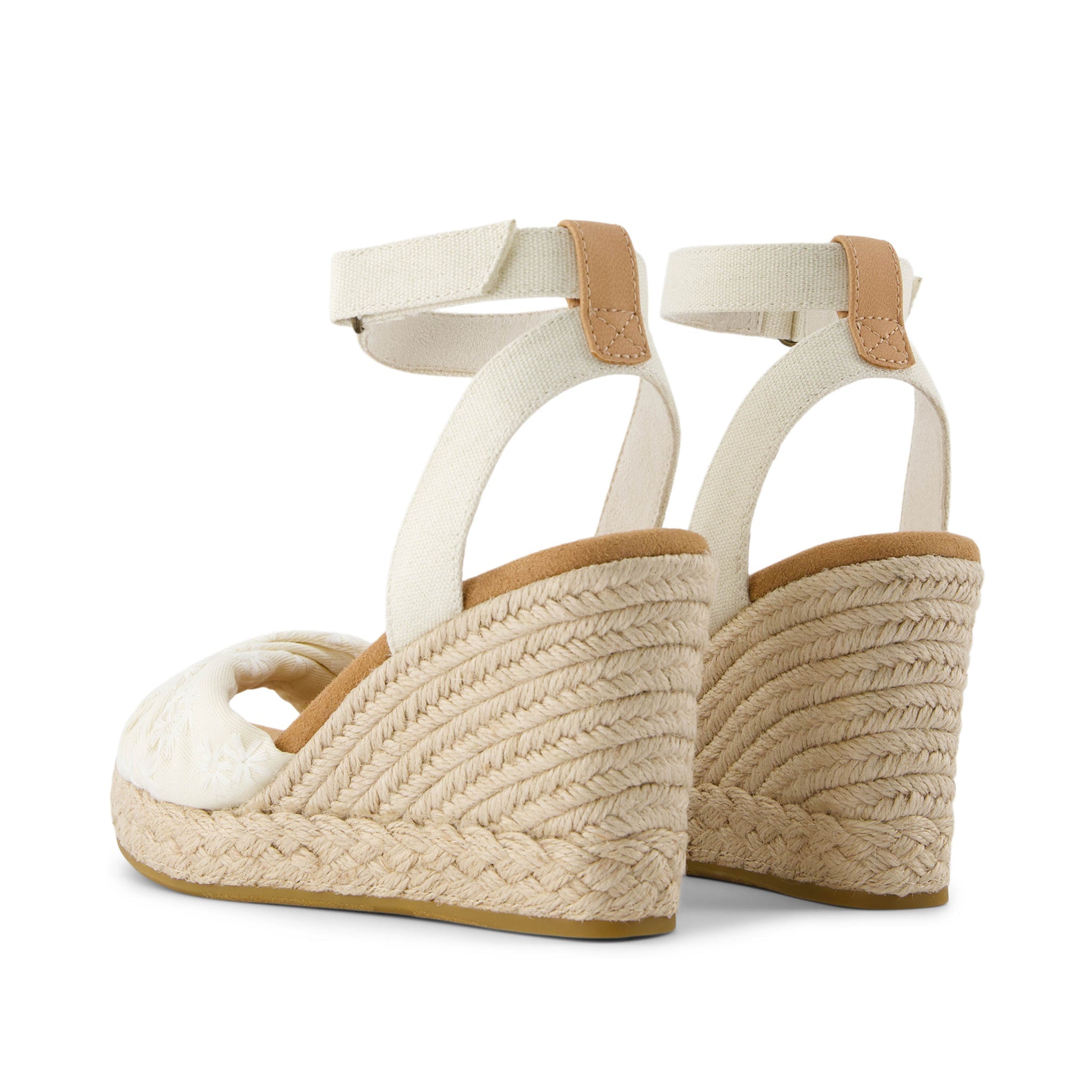 Marisela Floral Embroidered Wedge Sandal Back View