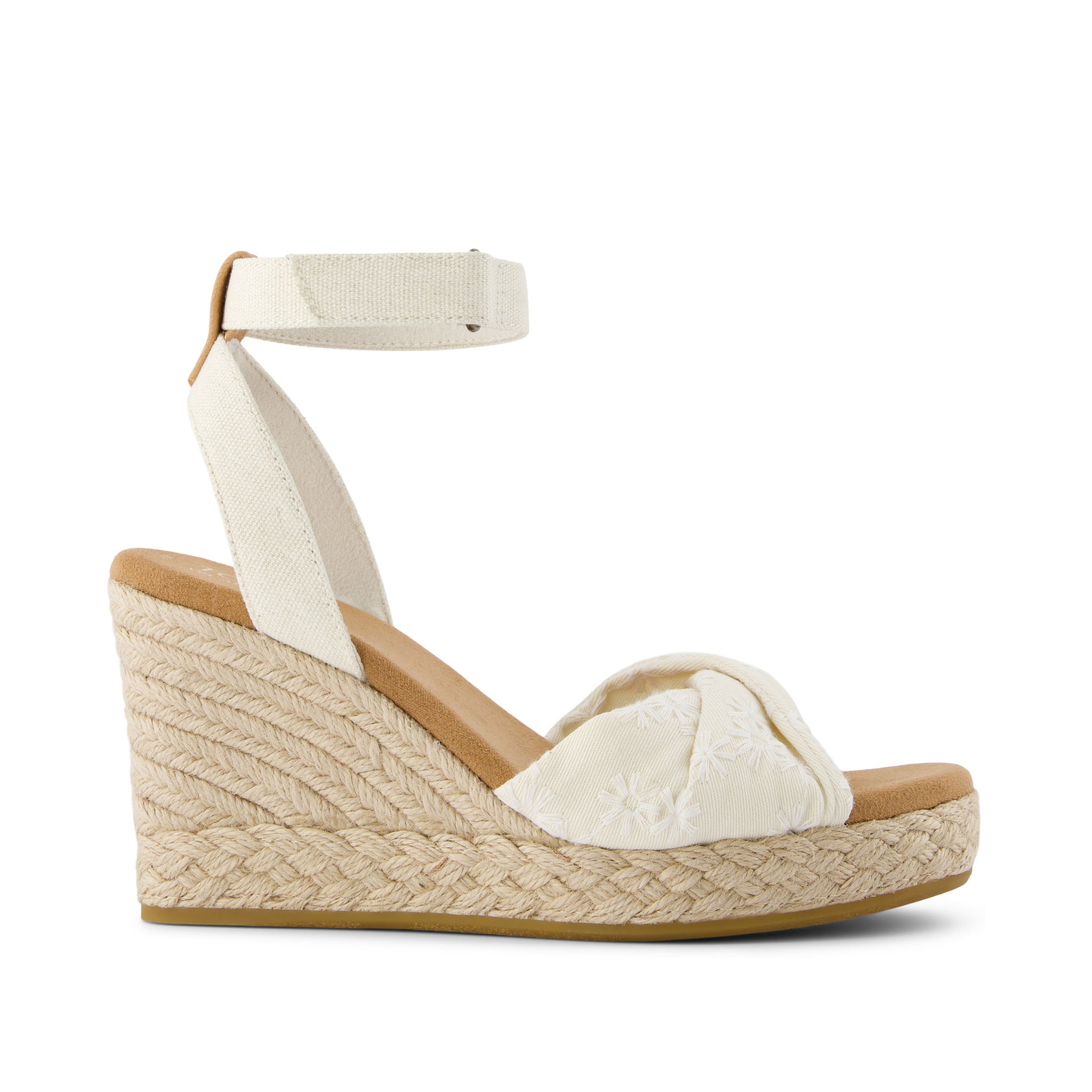 Marisela Floral Embroidered Wedge Sandal Side View