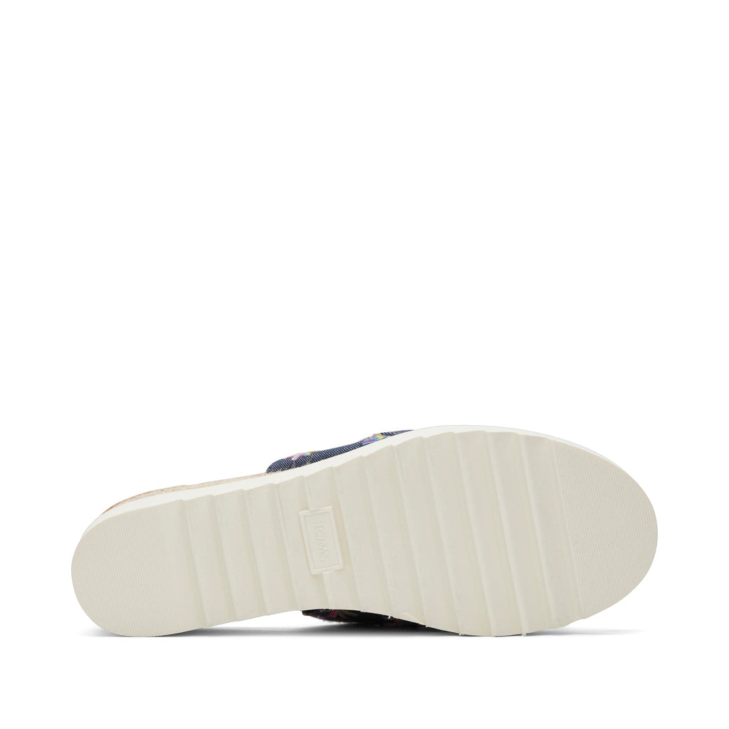 Diana Mule Blue Embroidered Floral Sandal Bottom Sole View