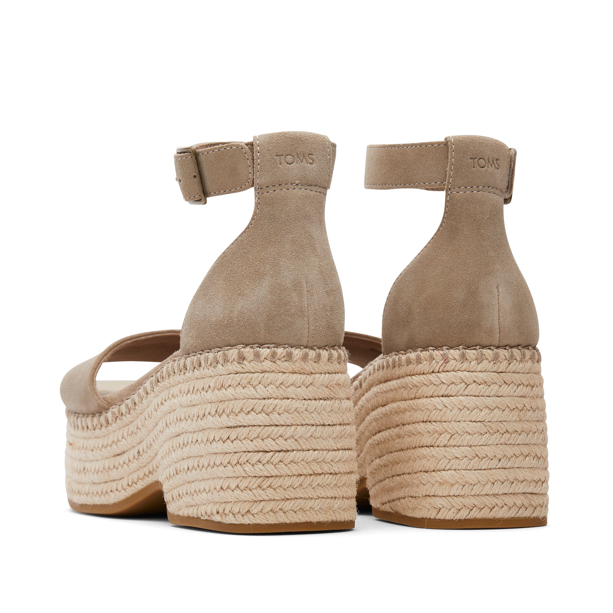 Laila Taupe Suede Platform Sandal Back View