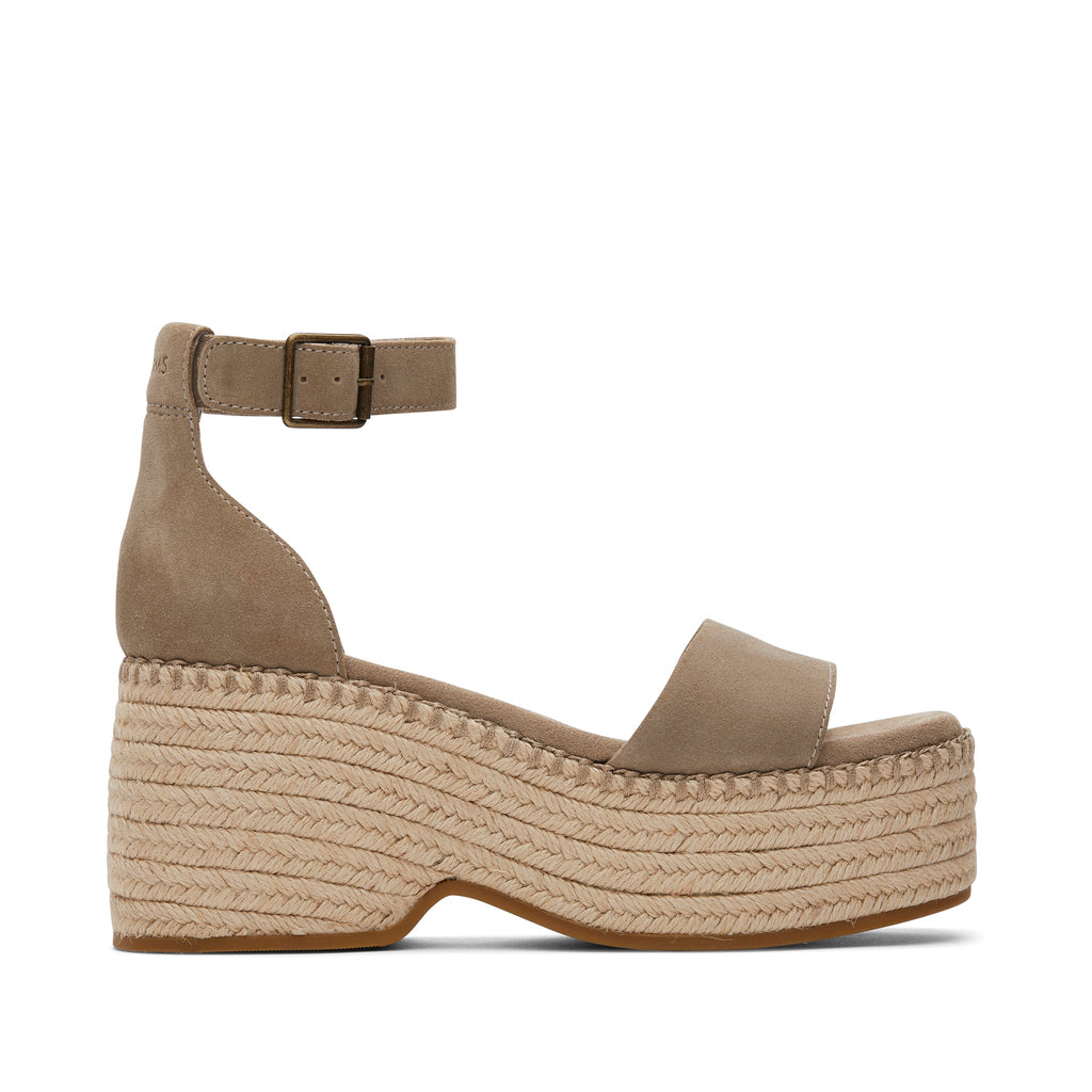 Laila Taupe Suede Platform Sandal Side View