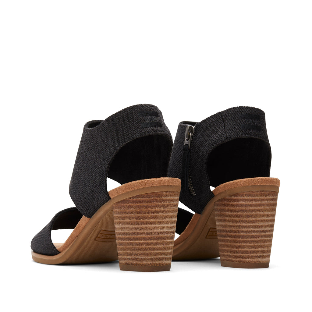 Majorca Cutout Black Heeled Sandal Back View