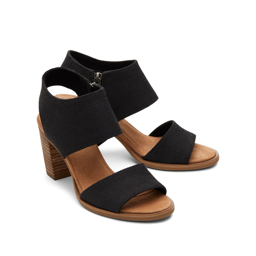 Majorca Cutout Black Heeled Sandal Front View