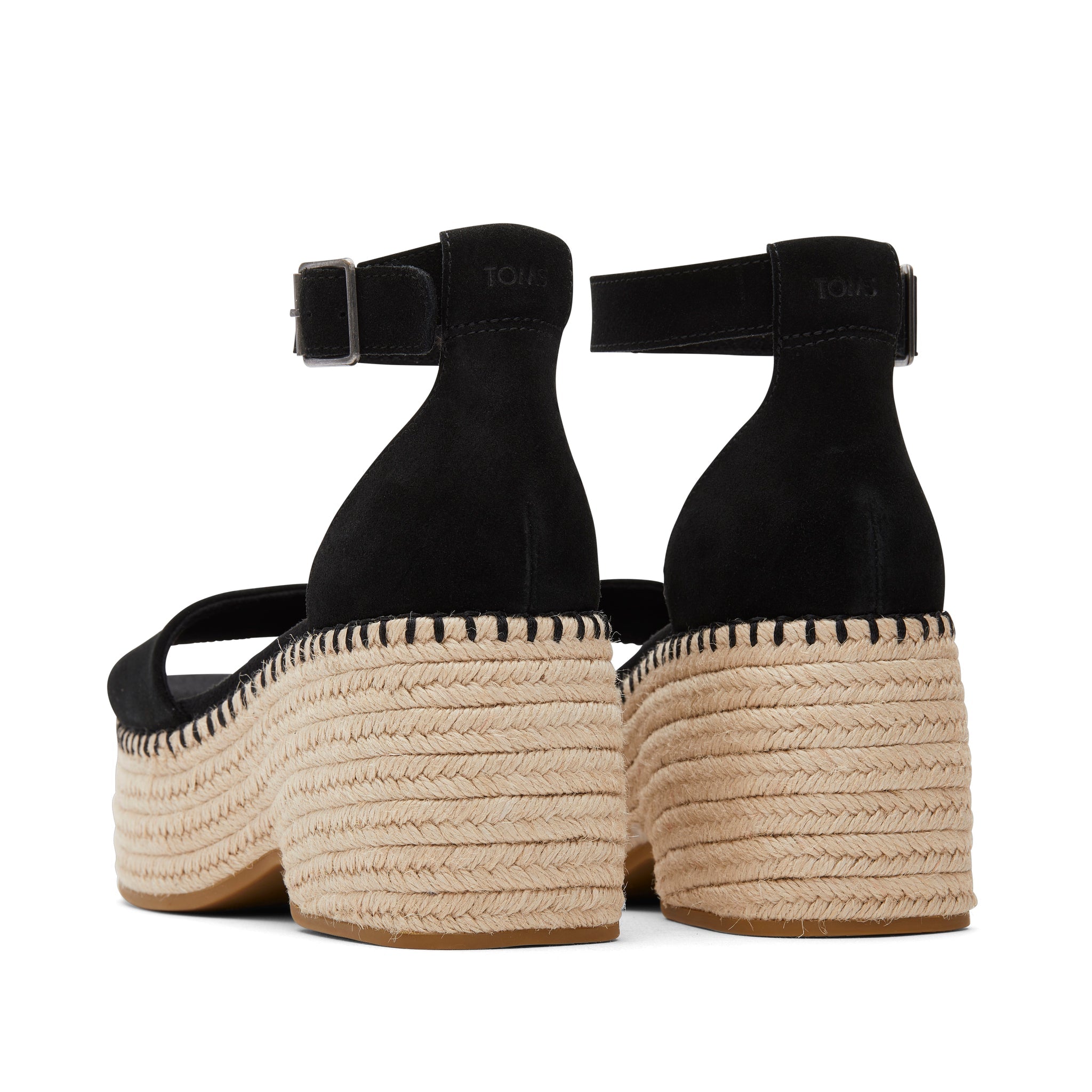 Laila Black Suede Platform Sandal Back View