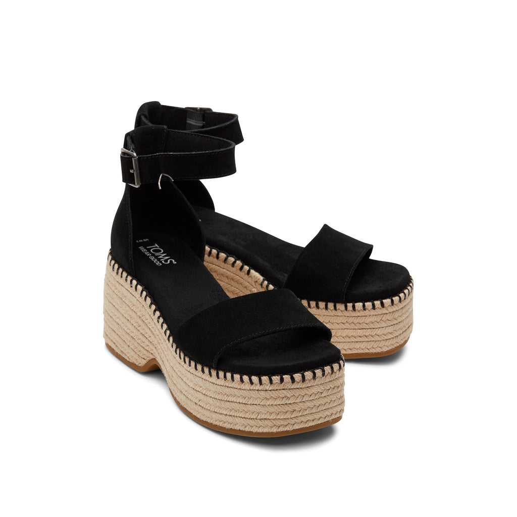 Laila Black Suede Platform Sandal Front View