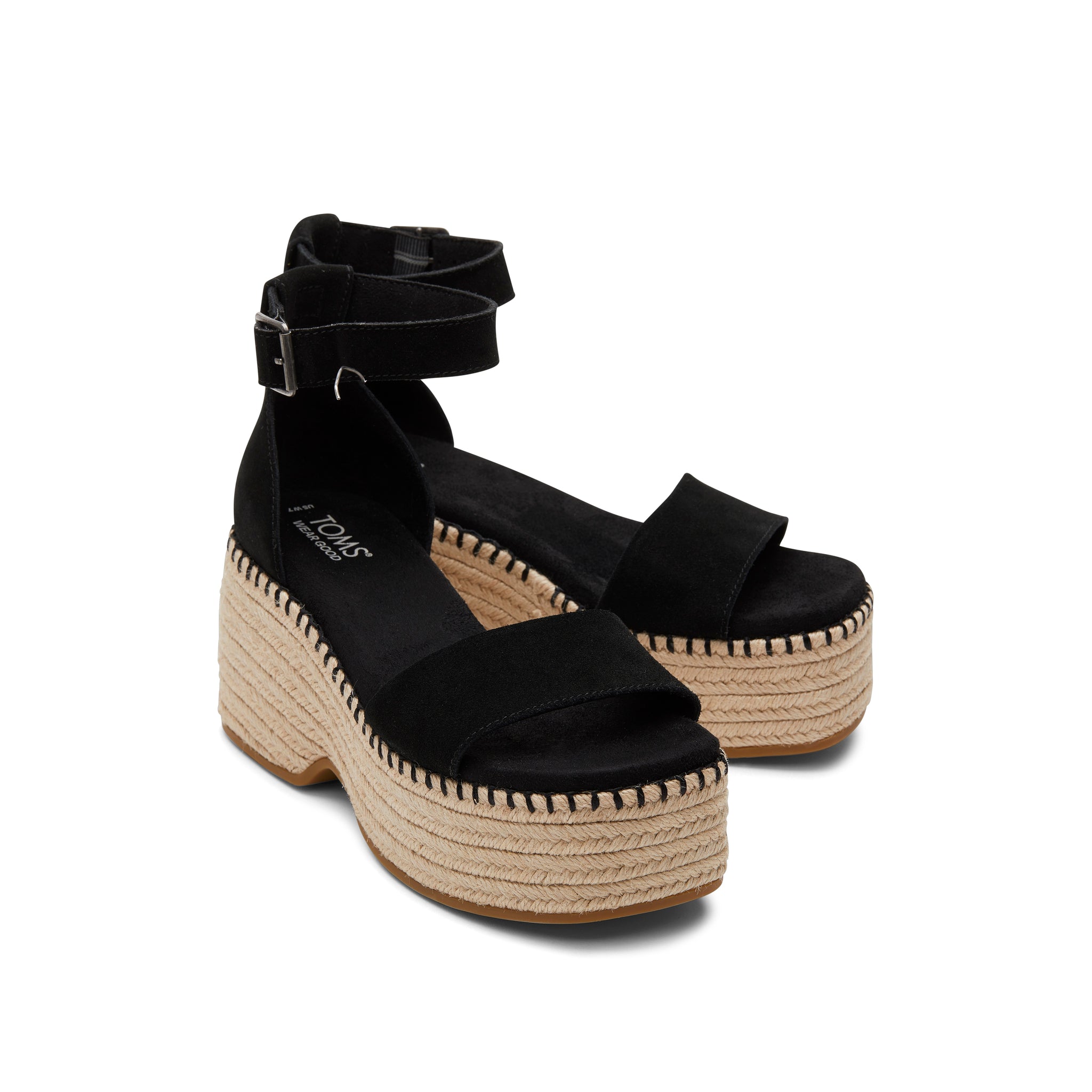 Laila Black Suede Platform Sandal Front View